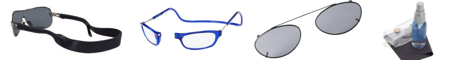 sports glasses accessories clip on sunglasses straps cleaners