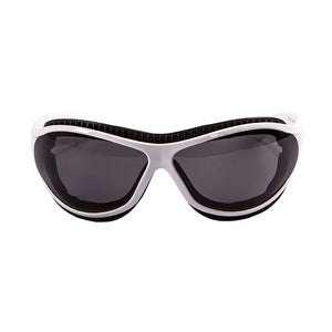 Shiny White frame/Polarized Smoke lenses