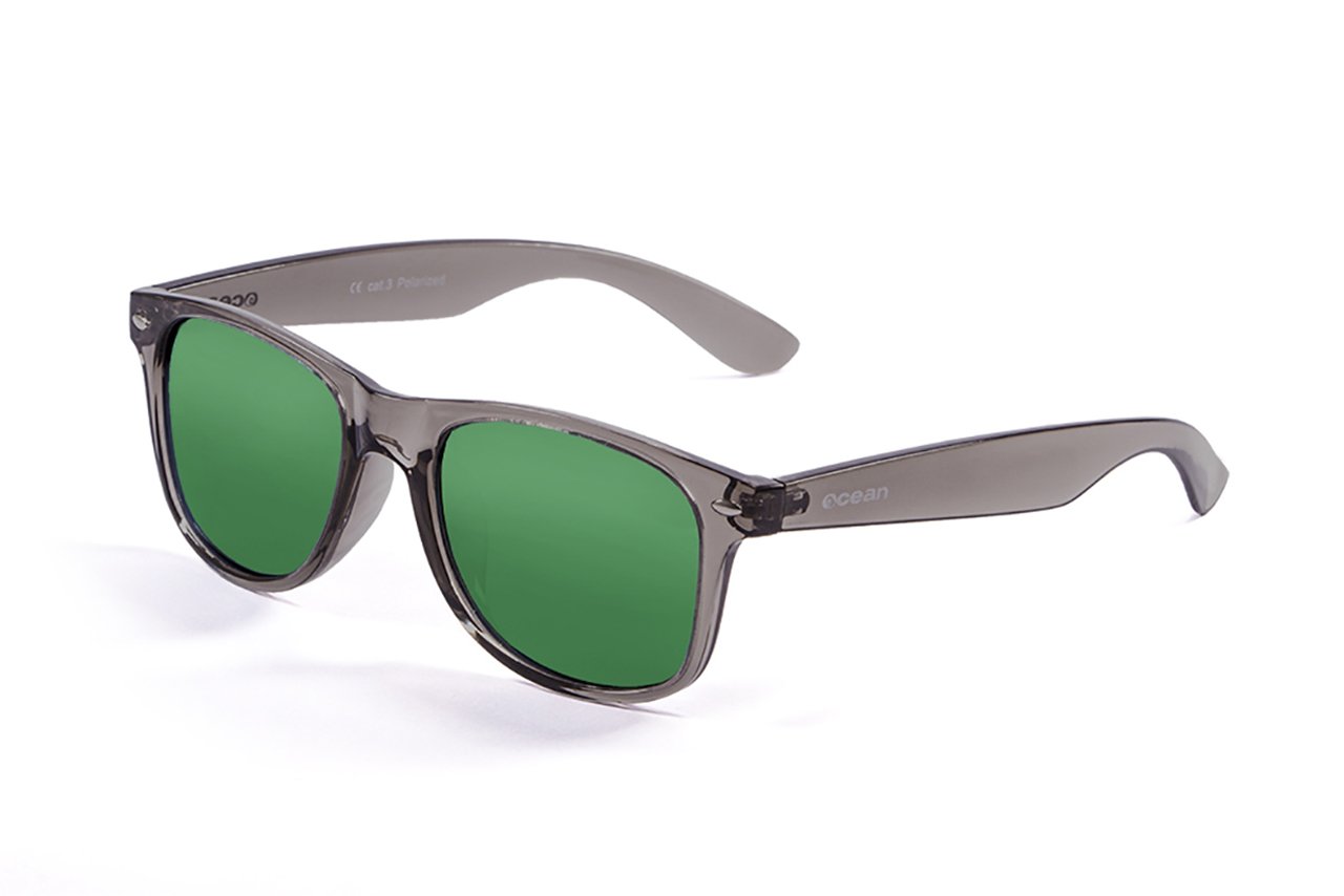 Ocean Beach Transparent Black Frosted/Polarized Revo Green