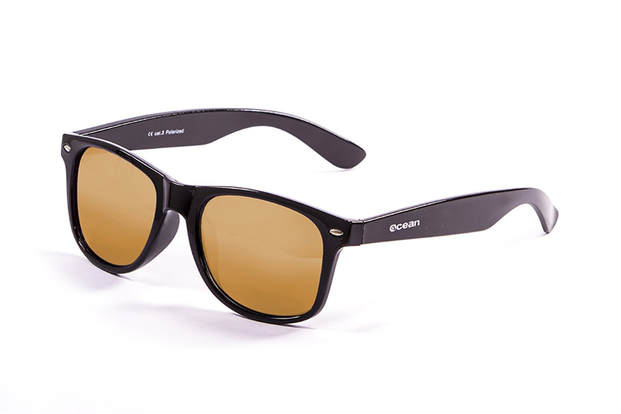 Ocean Beach Shiny Black/Polarized Revo Orange Iridium