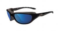 Wiley-X Airrage Gloss Black/Polarized Blue Mirror Sunglasses