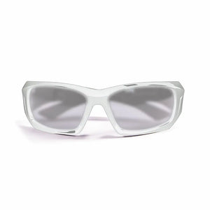 Shiny White frame/Smoke Polarized lenses
