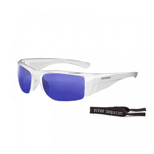 Shiny White frame/Polarized Revo Blue lenses