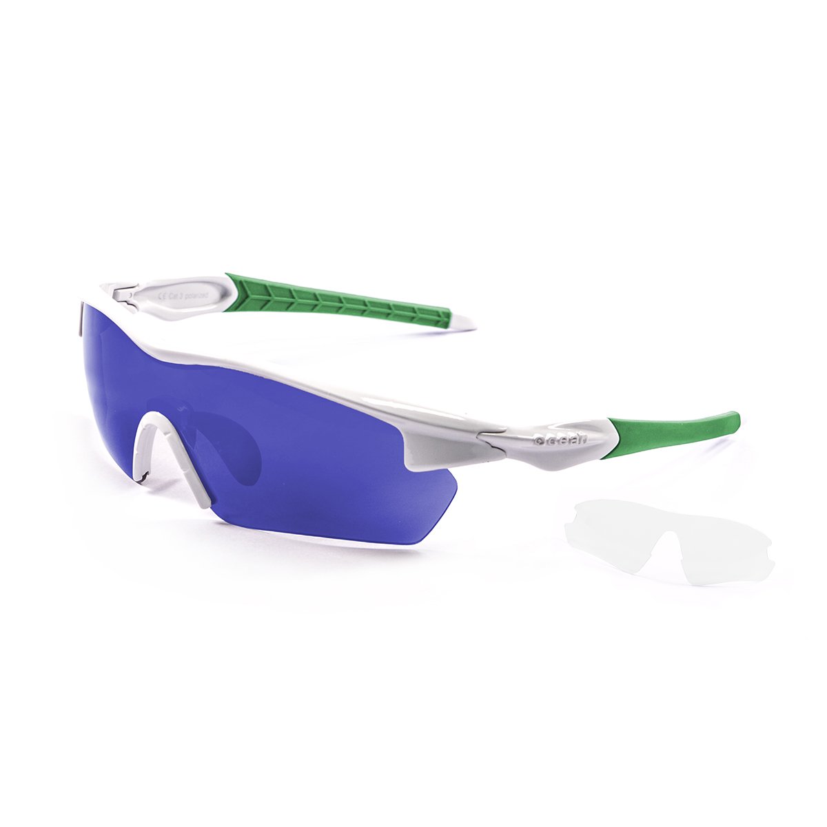 Ocean Tour White-Green/Polarized Revo Blue & Transparent