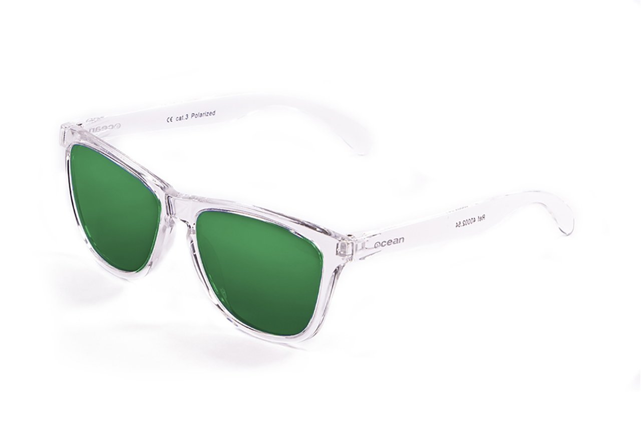 Ocean Sea Transparent White Frosted/Polarized Revo Green