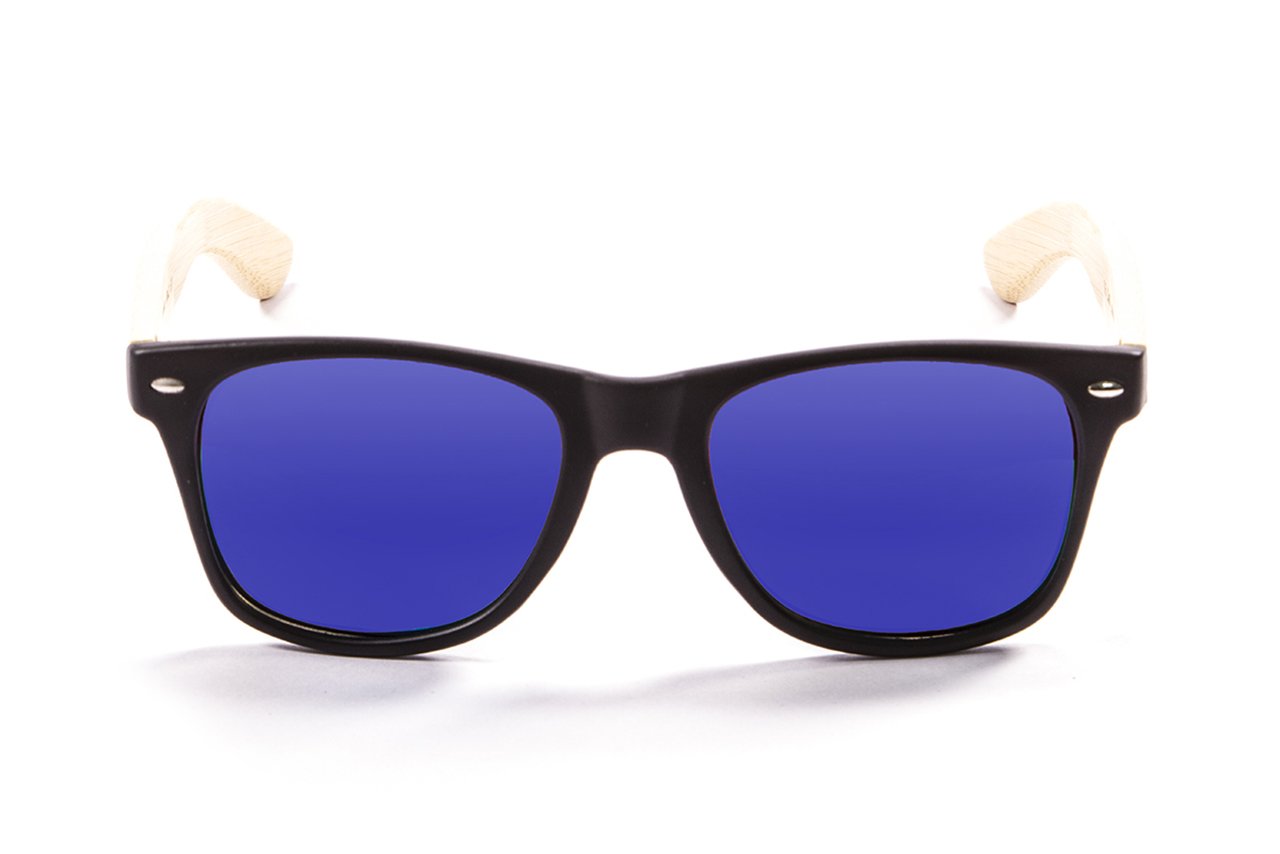Ocean Beach Wood Black-Natural Arm/Polarized Revo Blue
