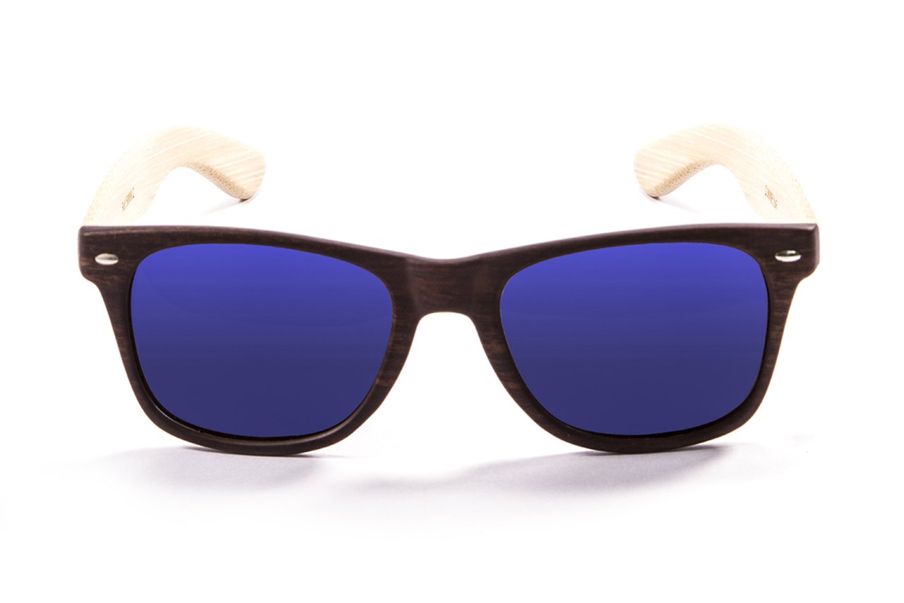 Ocean Beach Wood Dark Brown-Natural Arm/Polarized Revo Blue
