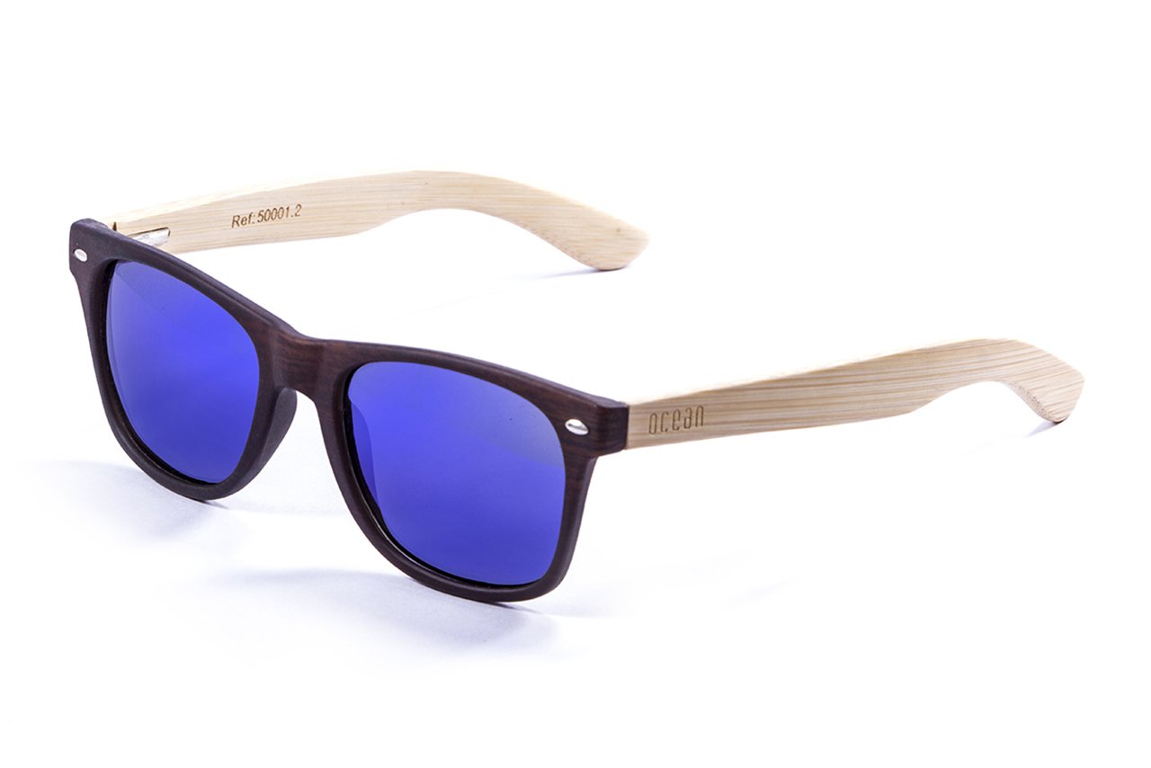 Ocean Beach Wood Dark Brown-Natural Arm/Blue side view