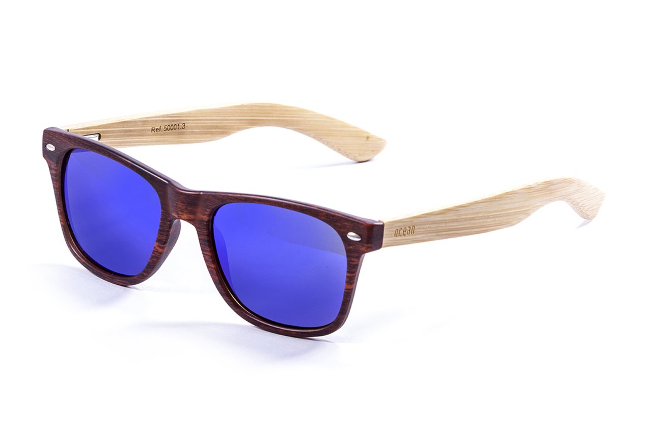 Ocean Beach Wood Dark Brown-Natural Arm/Blue side view