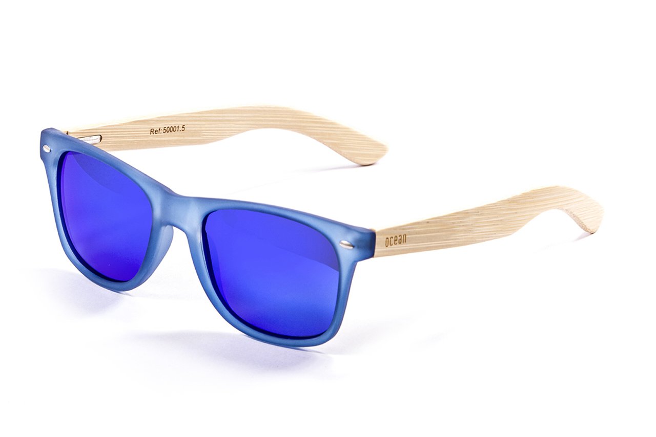 Ocean Beach Wood Blue Transparent-Natural Arm/Blue side view