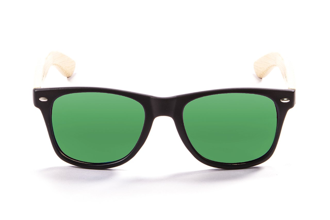 Ocean Beach Wood Black-Natural Arm/Polarized Revo Green