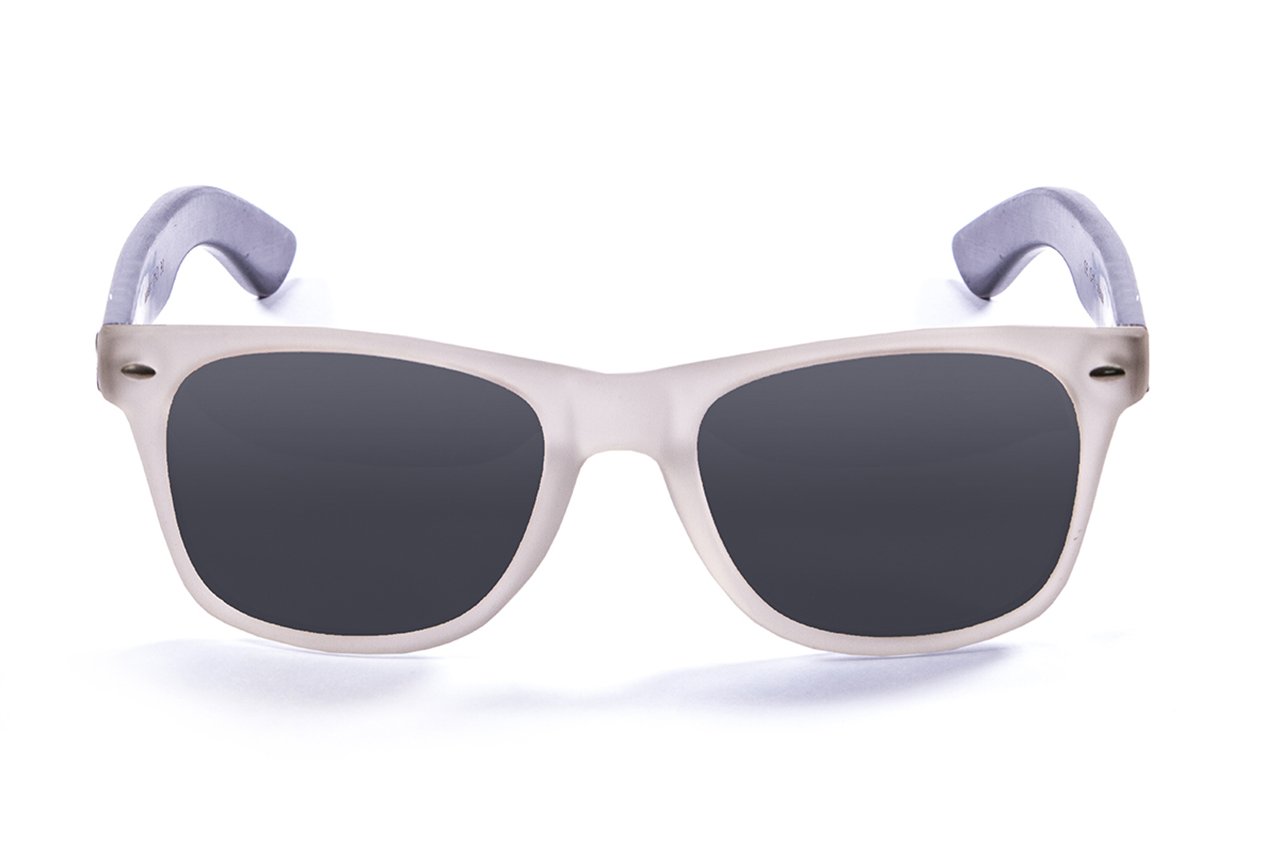 Ocean Beach Wood White Transparent Dark Arm/Polarized Smoke