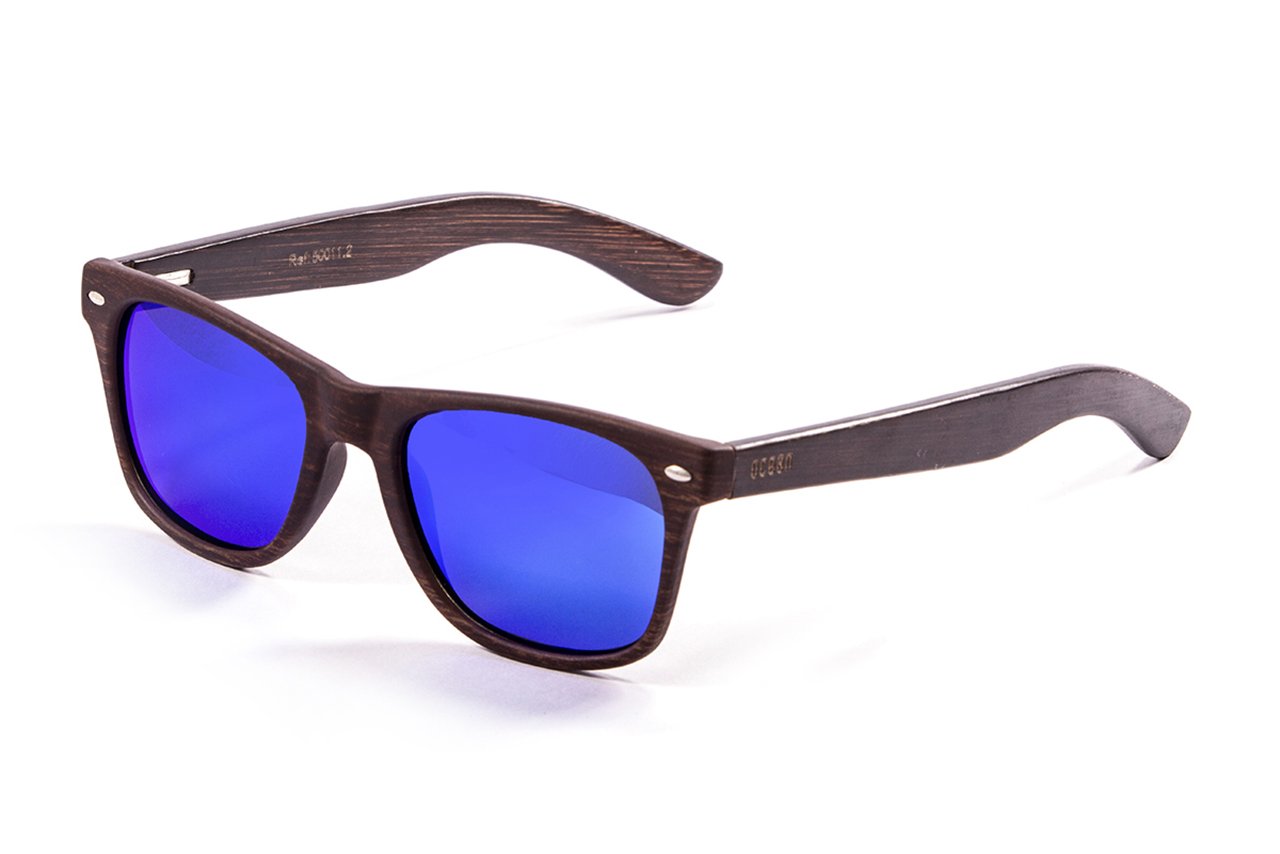 Ocean Beach Wood Dark Brown-Dark Arm/Blue Side View