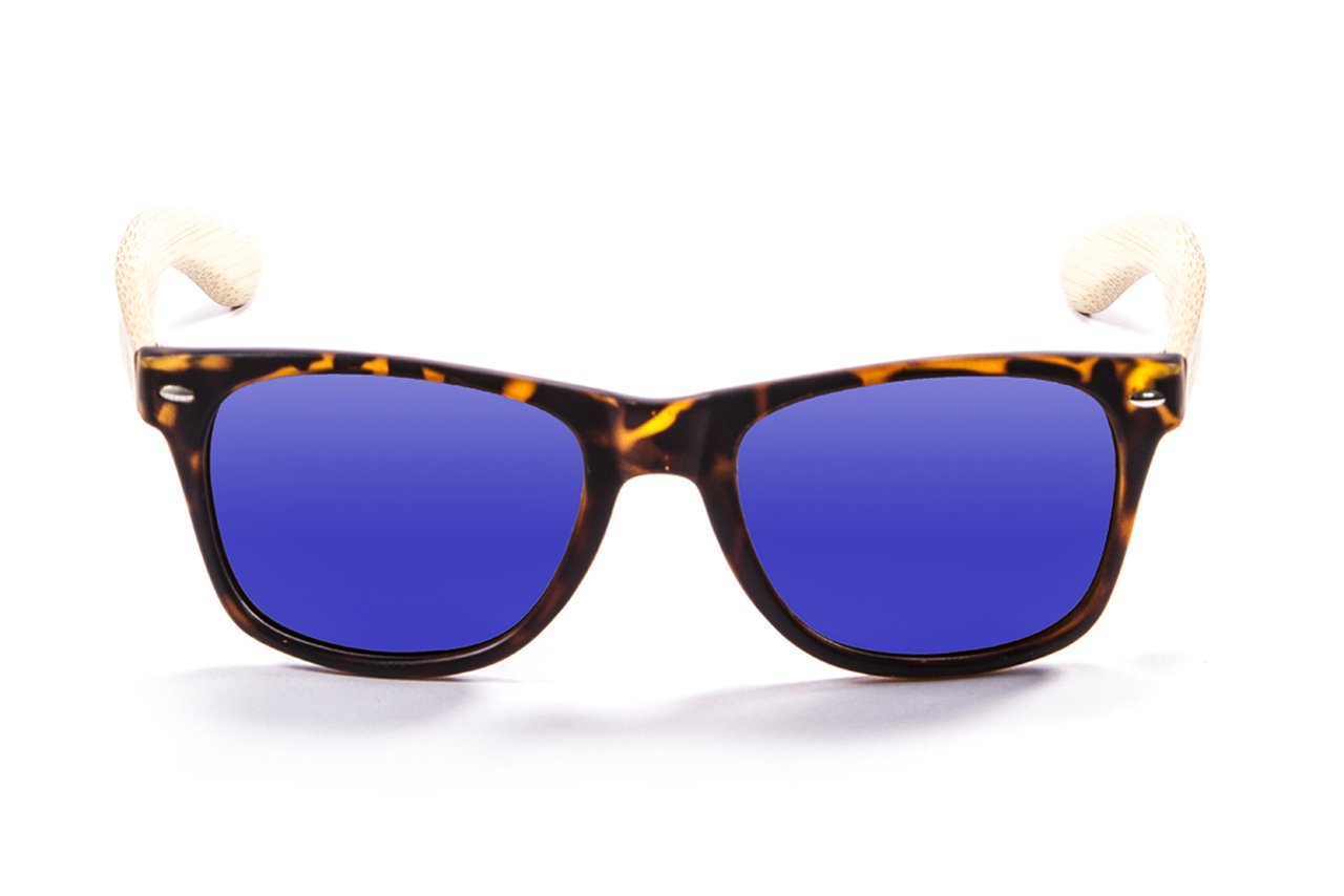 Ocean Beach Wood Demy Brown-Natural Arm/Polarized Revo Blue