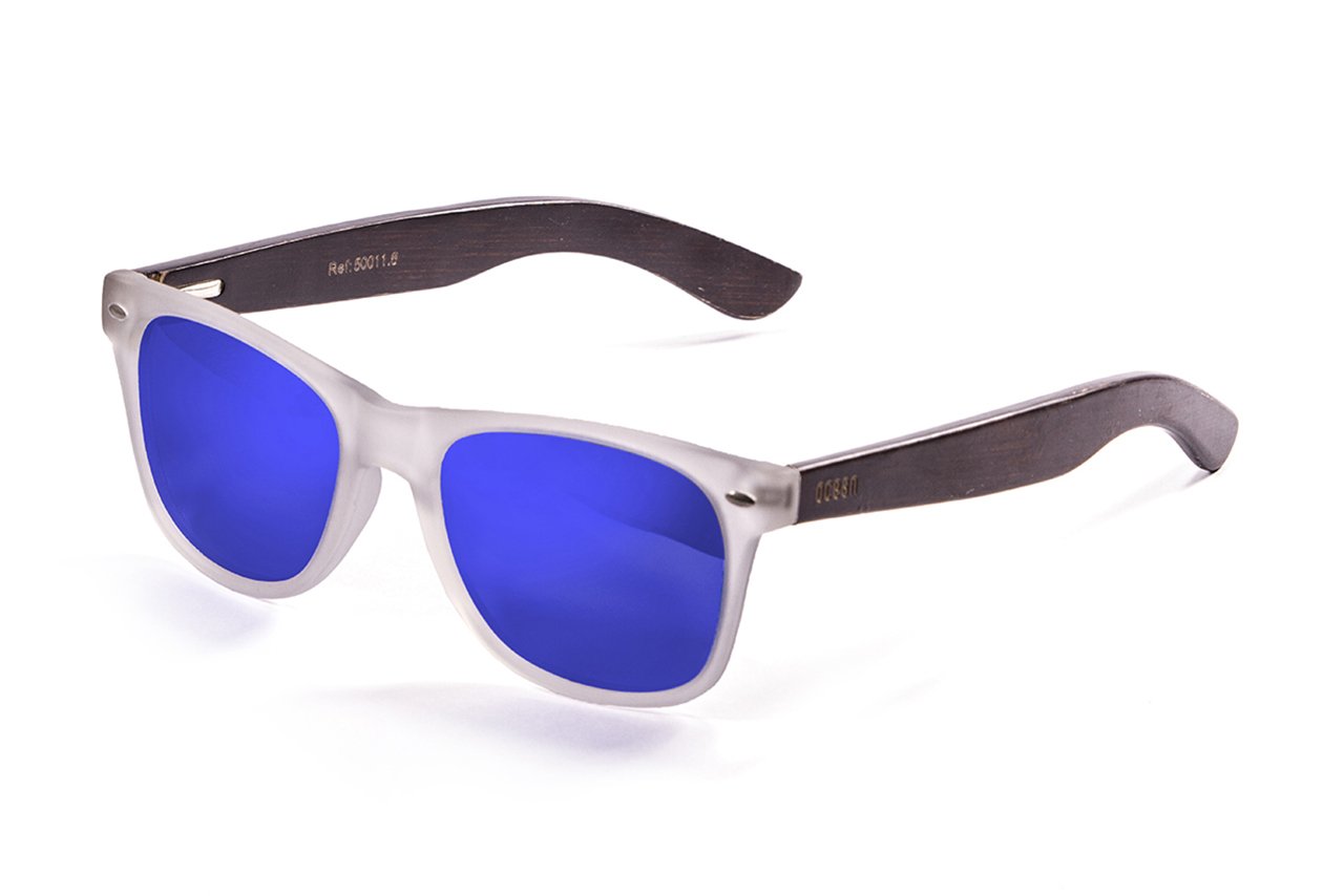 Ocean Beach Wood White Transparent-Dark Arm/Blue Side View