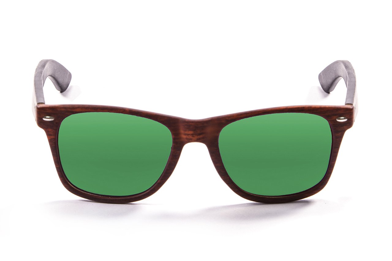 Ocean Beach Wood Dark Brown-Dark Arm/Polarized Revo Green