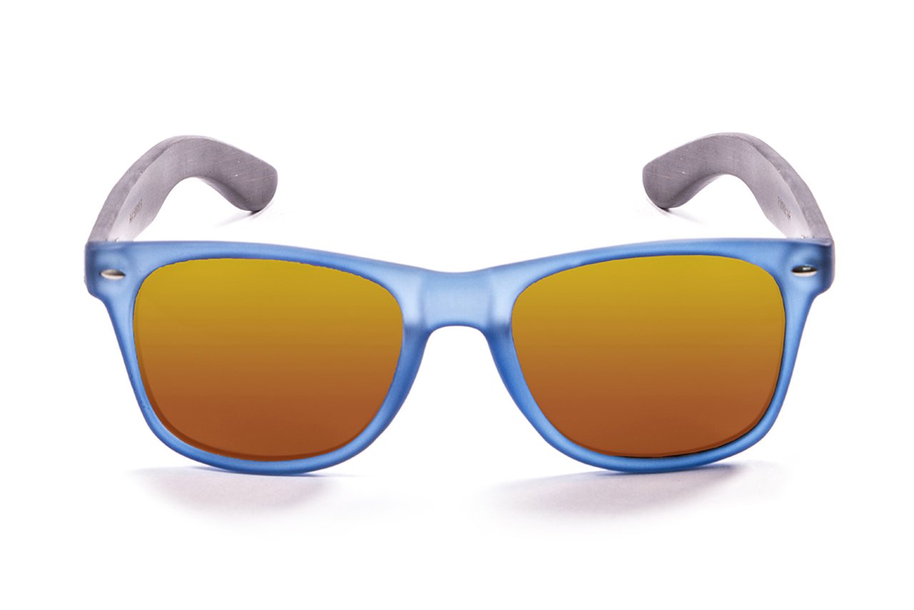 Ocean Beach Wood Blue Transparent-Dark Arm/Polarized Revo Red