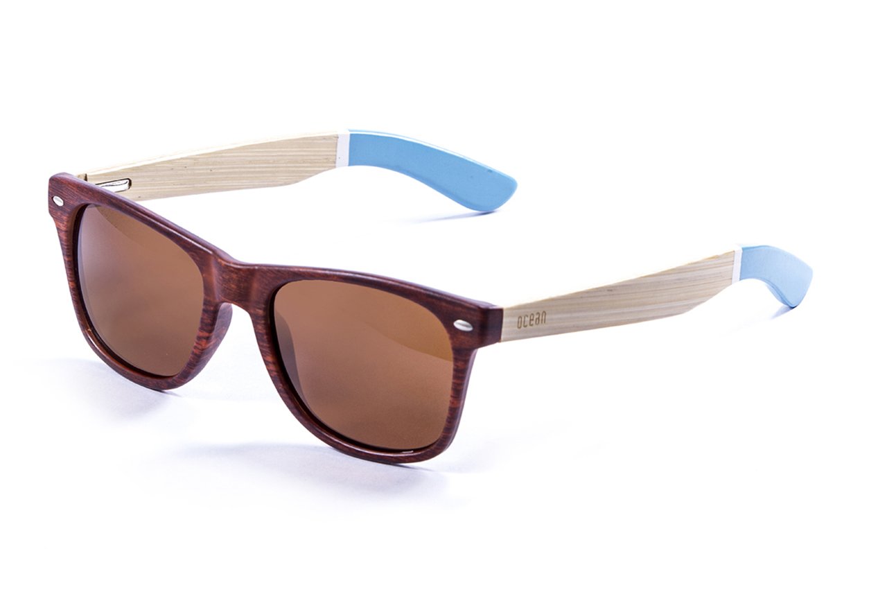 Ocean Beach Wood Brown-Natural-Blue Accent Arm/Brown side view