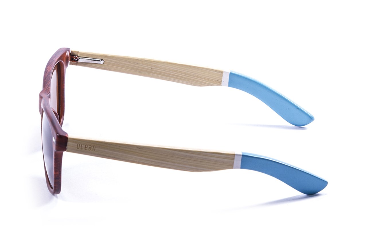 Ocean Beach Wood Natural Arm with blue accent