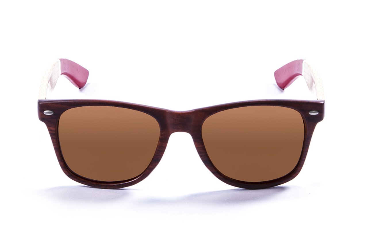 Ocean Beach Wood Brown-Natural-Red Arm/Polarized Brown