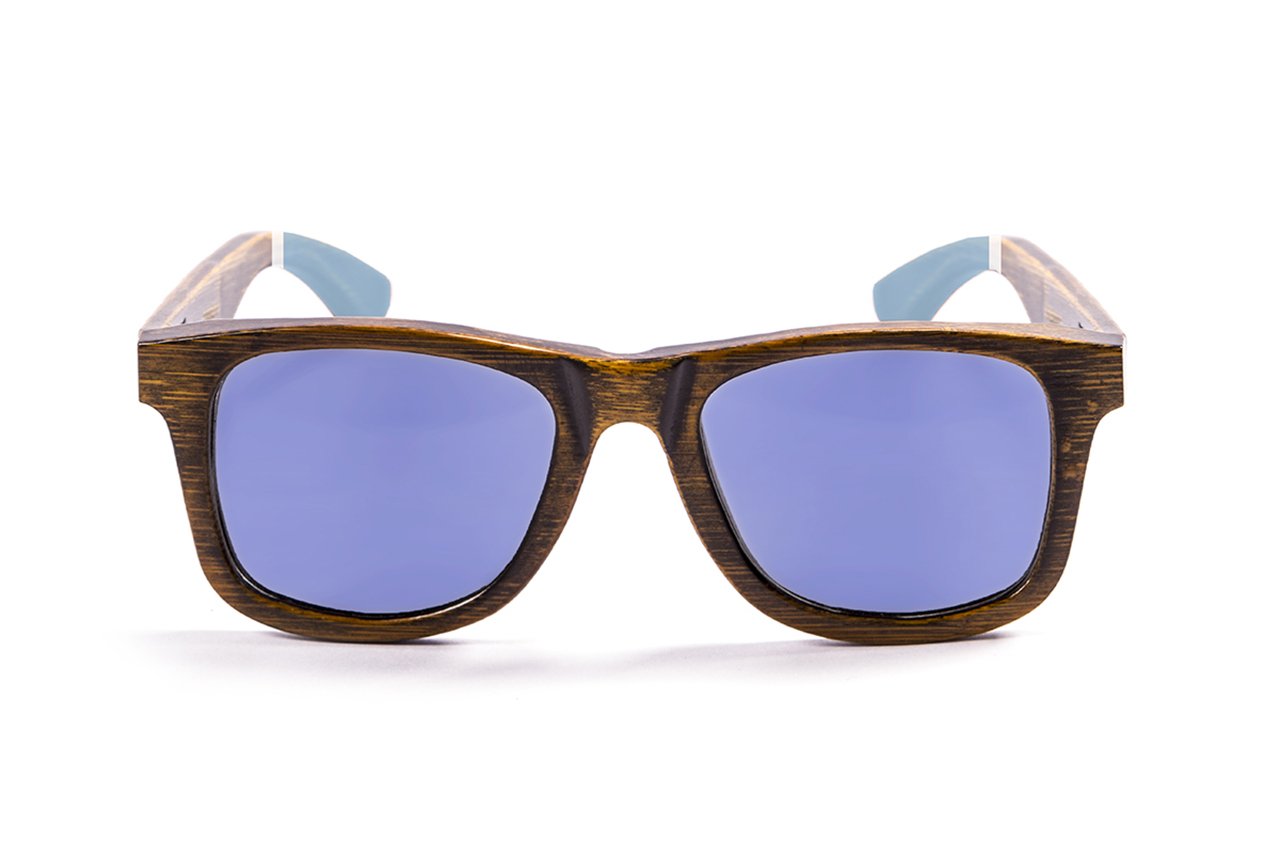 Ocean Nelson Bamboo Weathered Black, Blue & White Arm/Polarized Revo Blue