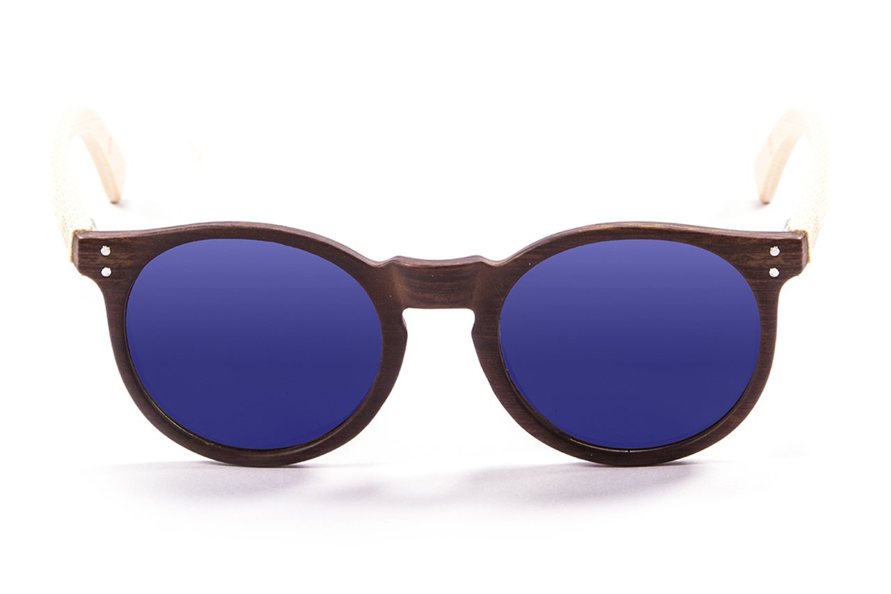 Ocean Lizard Wood Dark Brown-Natural Arm/Polarized Revo Blue