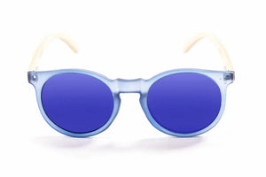 Blue Transparent-Bamboo Dark Arm/Polarized Revo Blue lenses