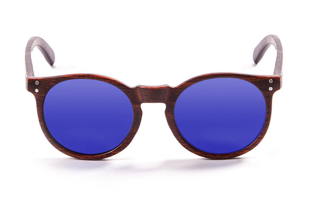 Ocean Lizard Wood Brown-Bamboo Arm/Polarized Revo Blue