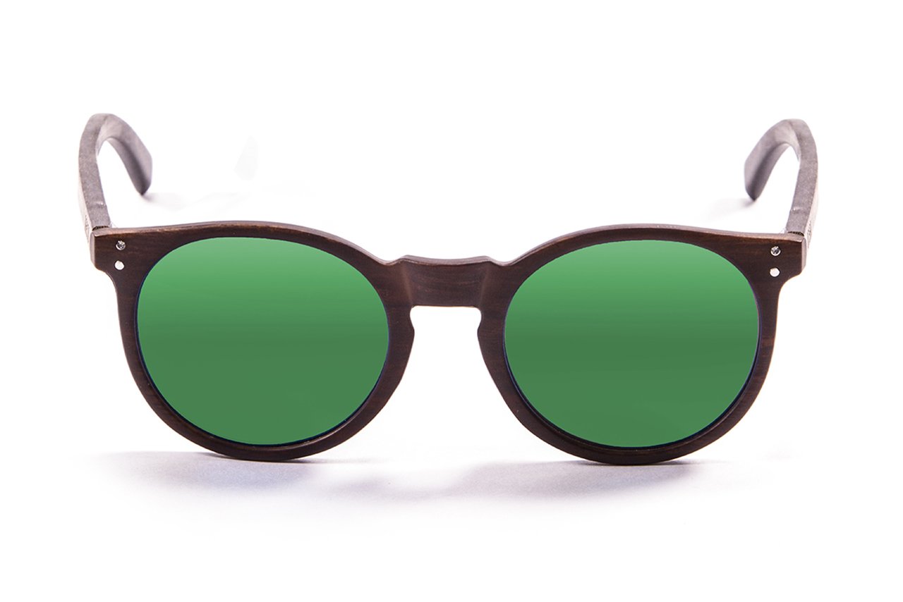 Ocean Lizard Wood Dark Brown/Polarized Revo Green