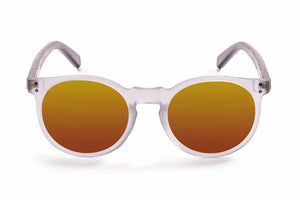 White Transparent-Bamboo Dark Arm/Polarized Revo Red lenses