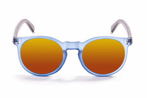 Blue Transparent-Bamboo Dark Arm/Polarized Revo Red lenses