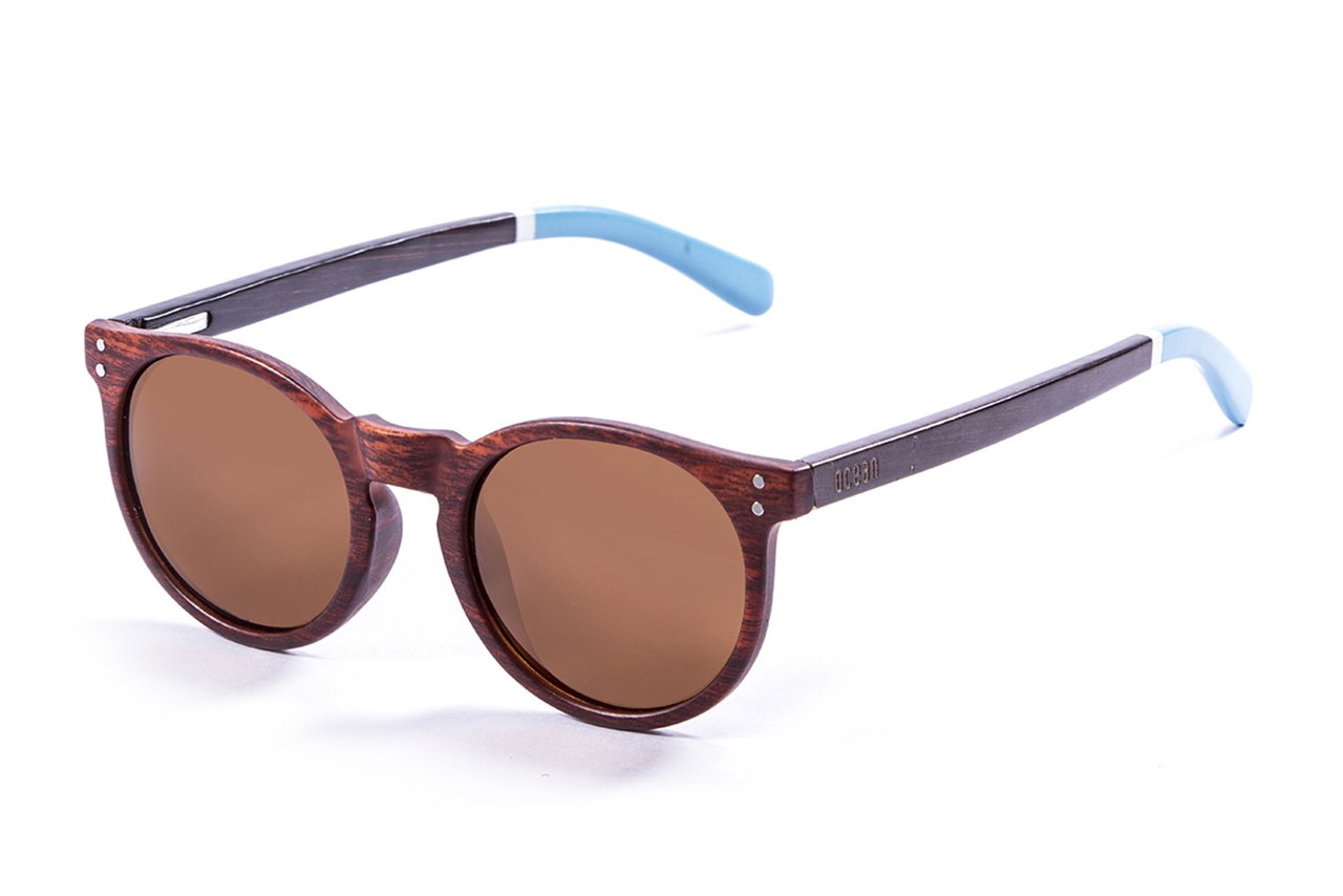 Ocean Lizard Brown Wood-White-Blue Arms/Brown Side View