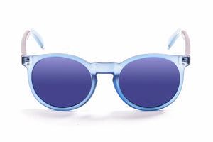 Blue Transparent-Bamboo Dark Arm-Polarized Revo Blue lenses