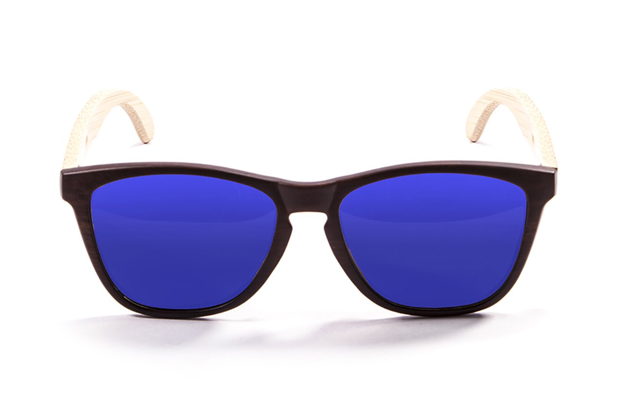 Ocean Sea Wood Dark Brown-Natural Arm/Polarized Revo Blue 