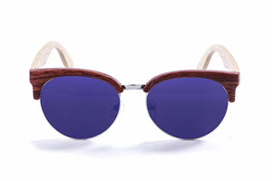 Wood Brown-Natural Arm/Polarized Revo Blue lenses