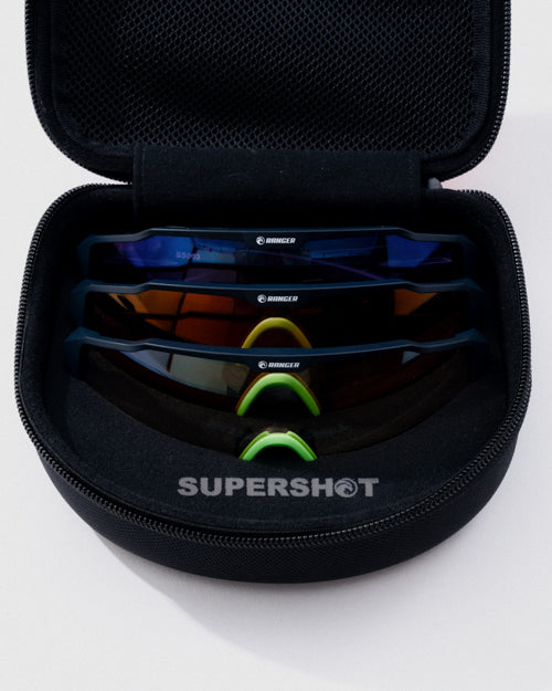 Ranger SuperShot 3-Lens Magnetic Kit with a protective storage case for clay shooting sports