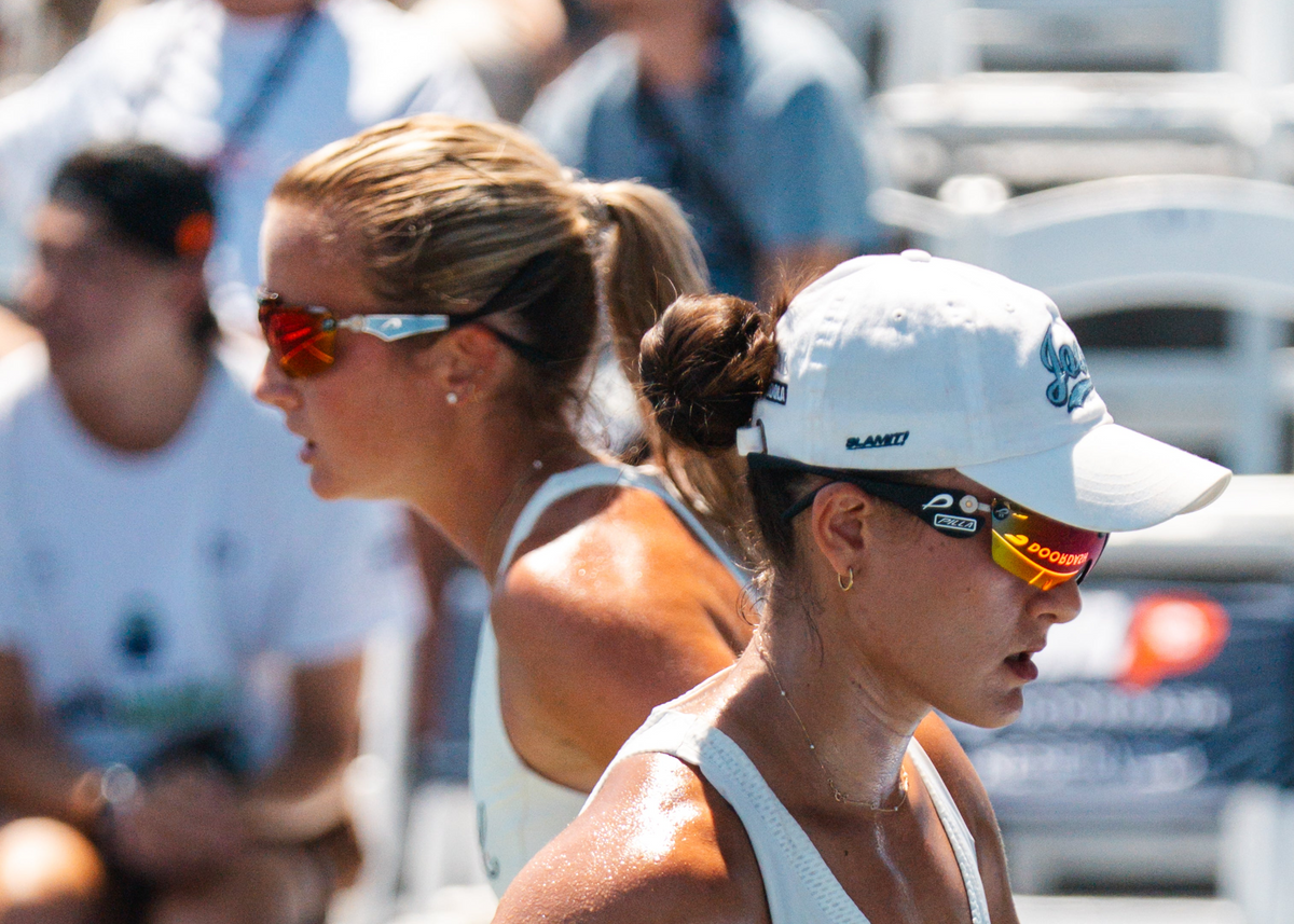 Pro pickleball players wearing Pilla Azur with post asian fit pickleball sunglasses 