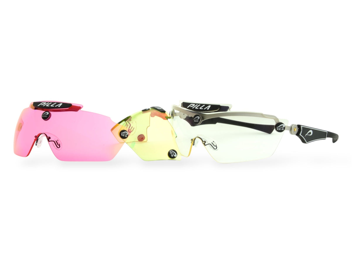 Pilla Azur Pickleball glasses no post with three pairs of lenses 