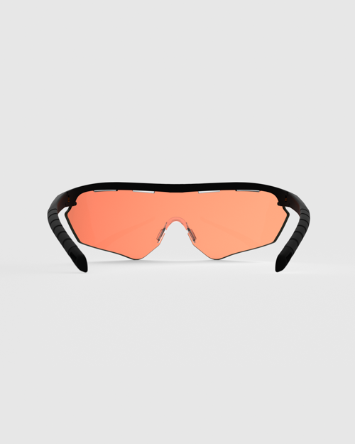 This is the fully assembled Ranger Phantom 2.0 Frame Shooting Sunglasses. It pairs the lightweight matte black wrap frame with a high-definition, HD Medium interchangeable shield lens designed to enhance orange clay targets against varied backgrounds.


