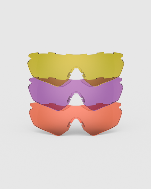 The Ranger Phantom 2.0 Frame Shooting Sunglasses features three interchangeable Claysight lenses in HD Medium, Dark Purple and Medium Yellow to keep your eyes locked on the target across shifting outdoor light conditions.