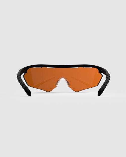 This is the Ranger Phantom 2.0 Frame Shooting Sunglasses assembled with a modified brown target-enhancing lens. This specific tint maximizes color contrast to make blaze orange clay targets highly visible against green foliage and gray backgrounds.