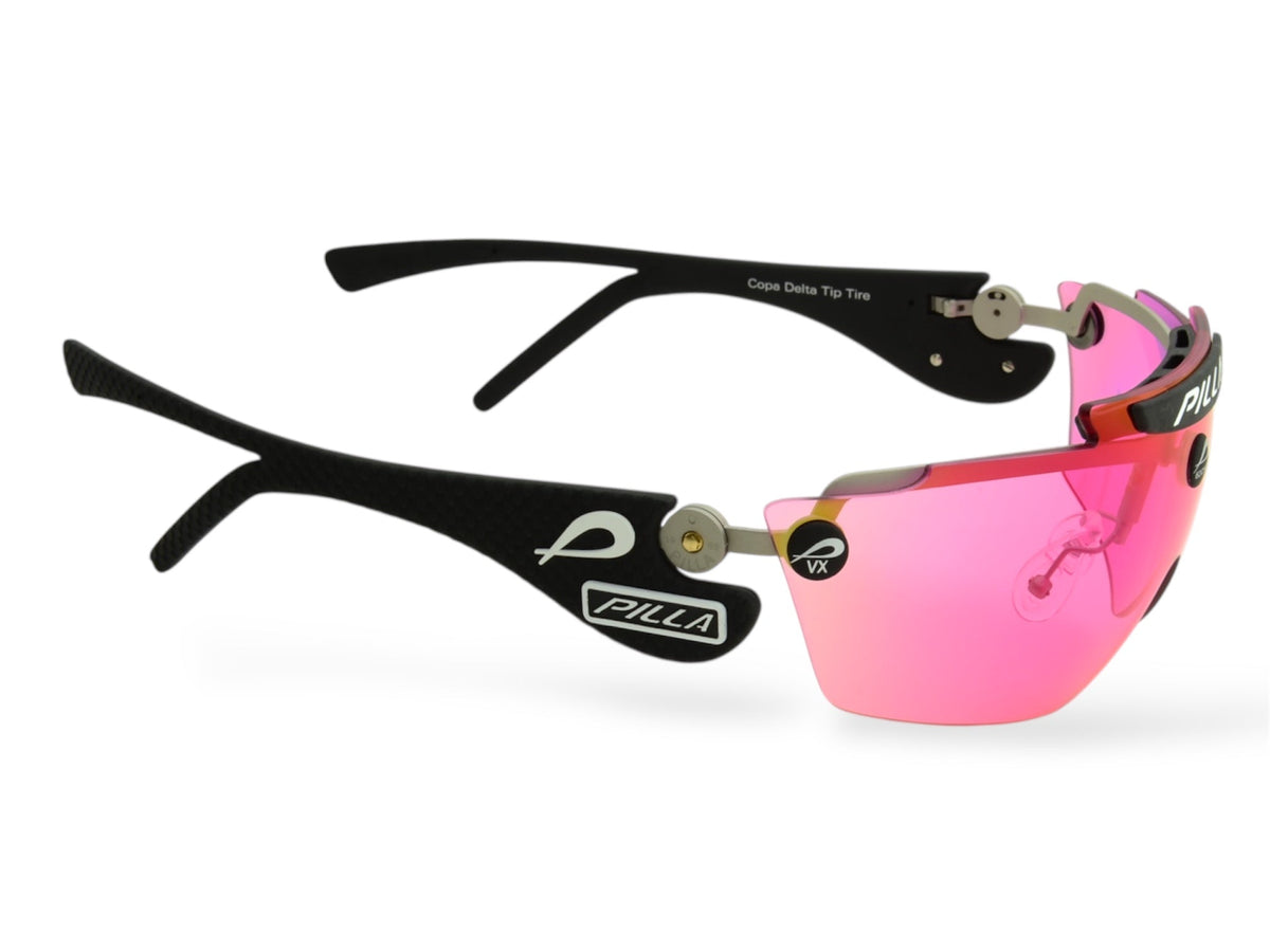 Pilla Azur Pickleball glasses with rose colored lenses for cloudy days
