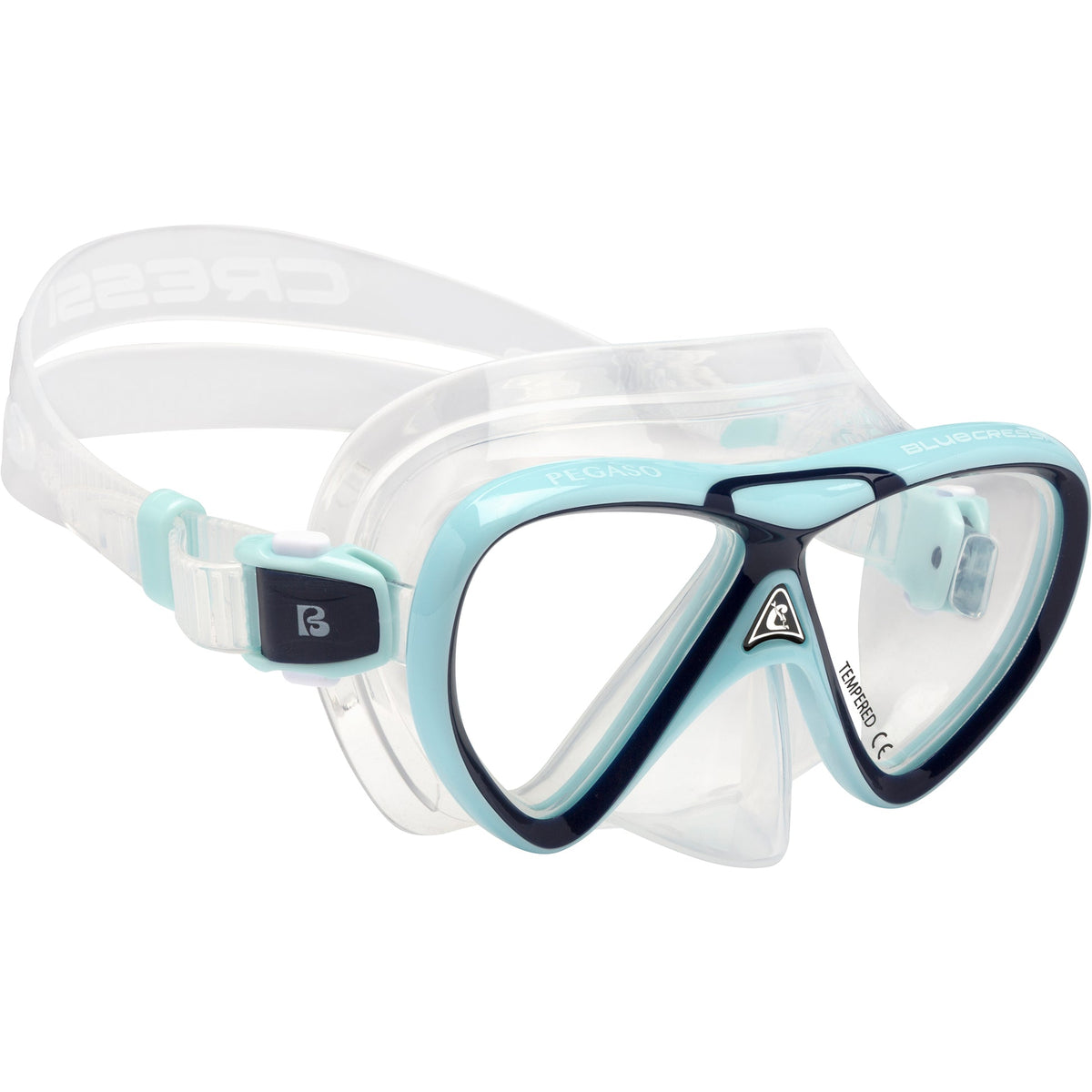 Cressi Pegaso youth snorkel mask with prescription icy cyan Blue