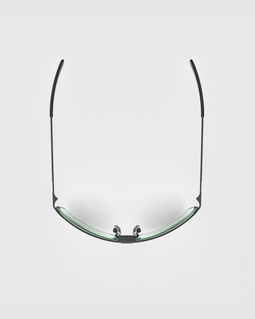 This is a top-down view of the Ranger XLW Frame Shooting Sunglasses, showcasing the wraparound structure of the high-performance, 8-base curve frame.