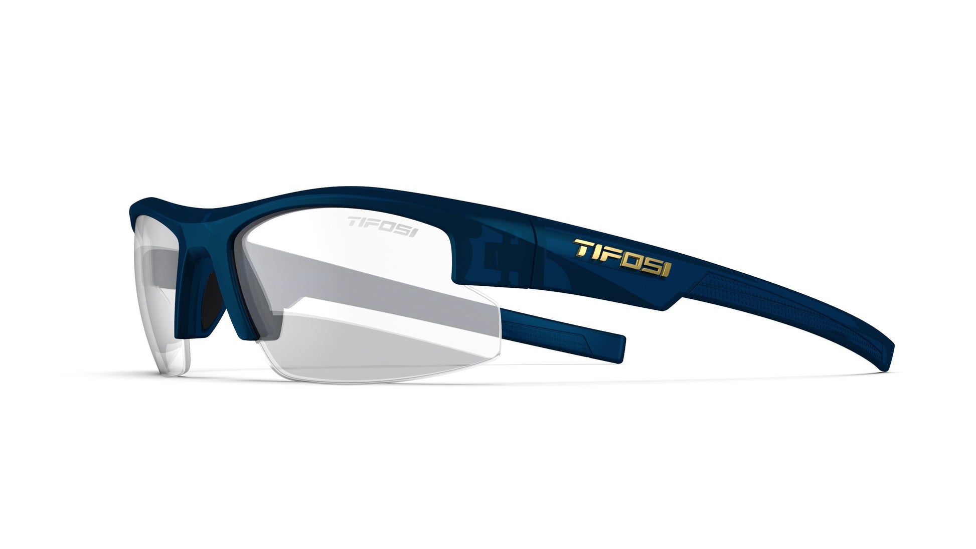 Tifosi Shutout eyewear Navy with Clear lenses side view