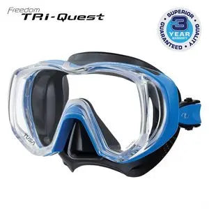 Tusa M-3001 dive mask in black with Fishtail Blue