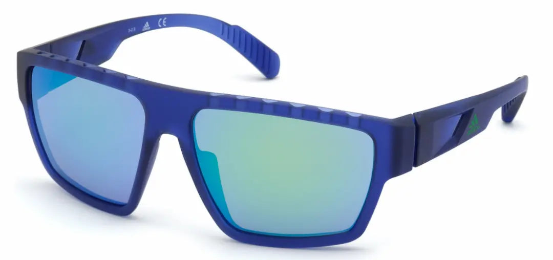 Adidas Sport Sunglasses SP0008 Matte Blue/Green Mirror