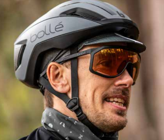 Cyclist wearing Bolle Chronoshield sunglasses