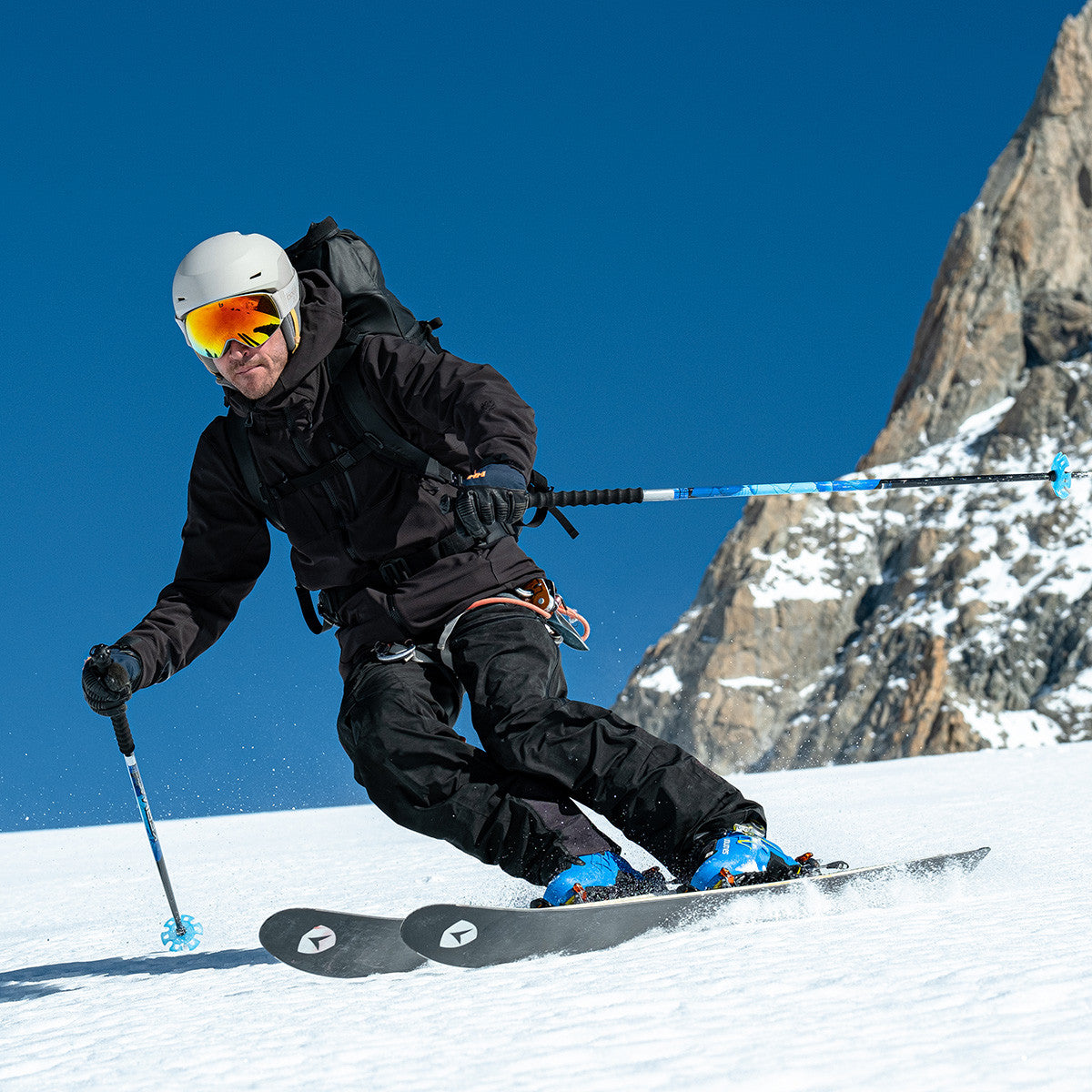 Skier wearing Bolle Eco Torus M snow goggles