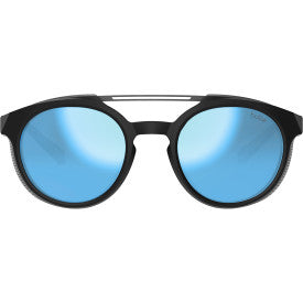 Bolle Honoris glacier sunglasses in black with blue polarized lenses front view